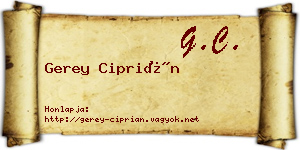 Gerey Ciprián névjegykártya